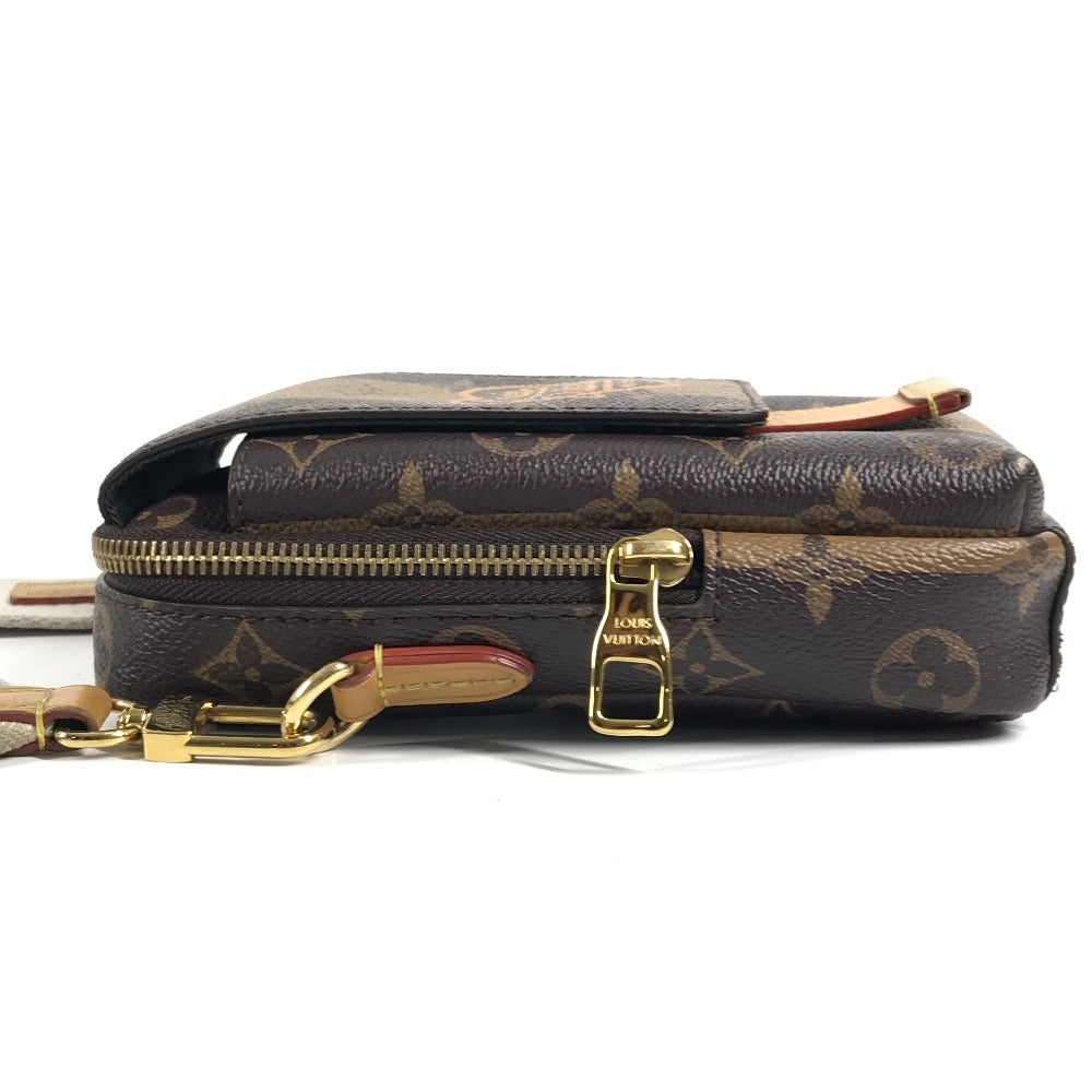 LOUIS VUITTON M81005 モノグラムストライプ NIGOコラボ ダブルフォンポーチ 斜め掛け カバン ポシェット ショルダーバッグ モノグラムキャンバス ユニセックス ブラウン