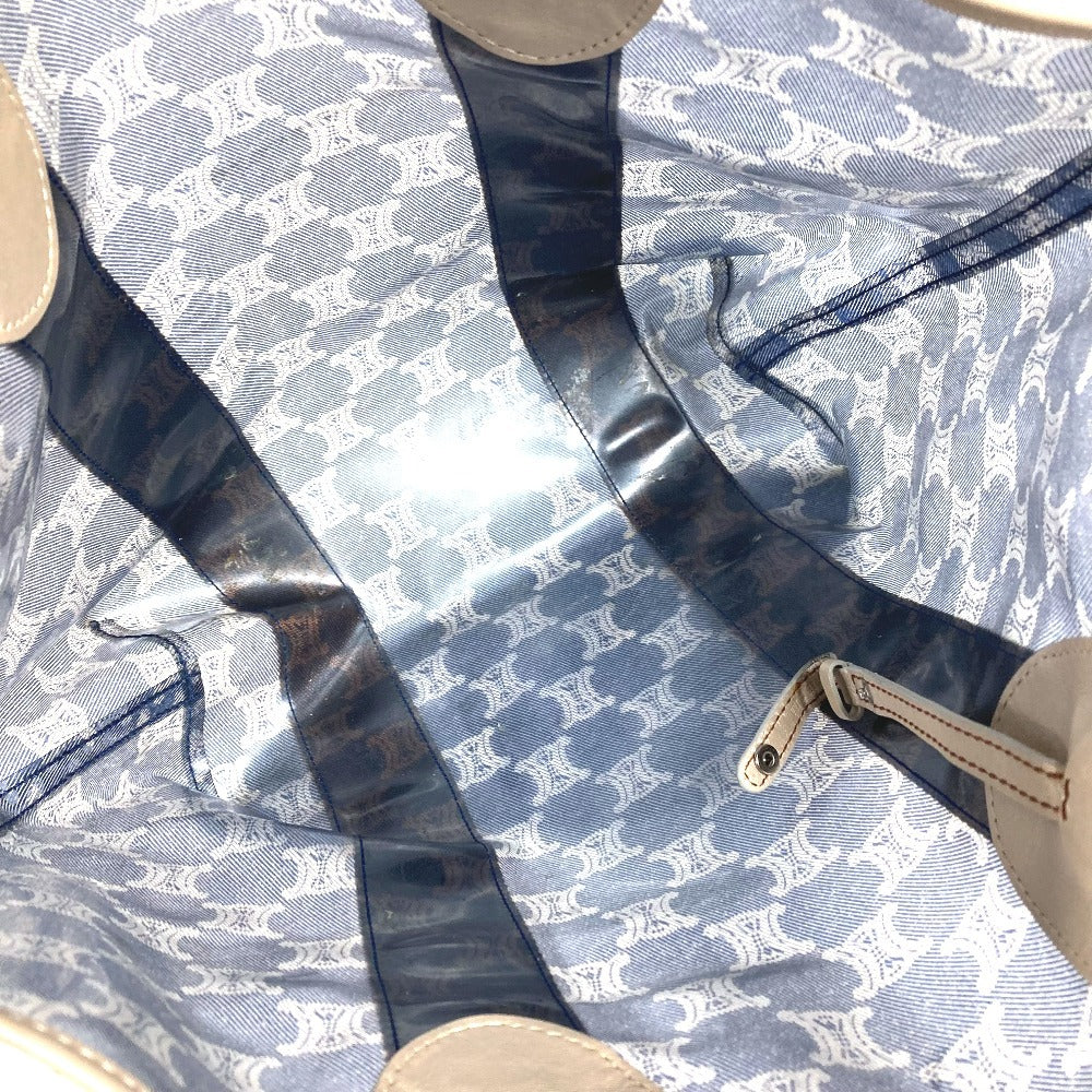 CELINE Pouch Triomphe Logo Beach Bag Handbag Tote Bag Shoulder Bag Vinyl/Leather Unisex Blue