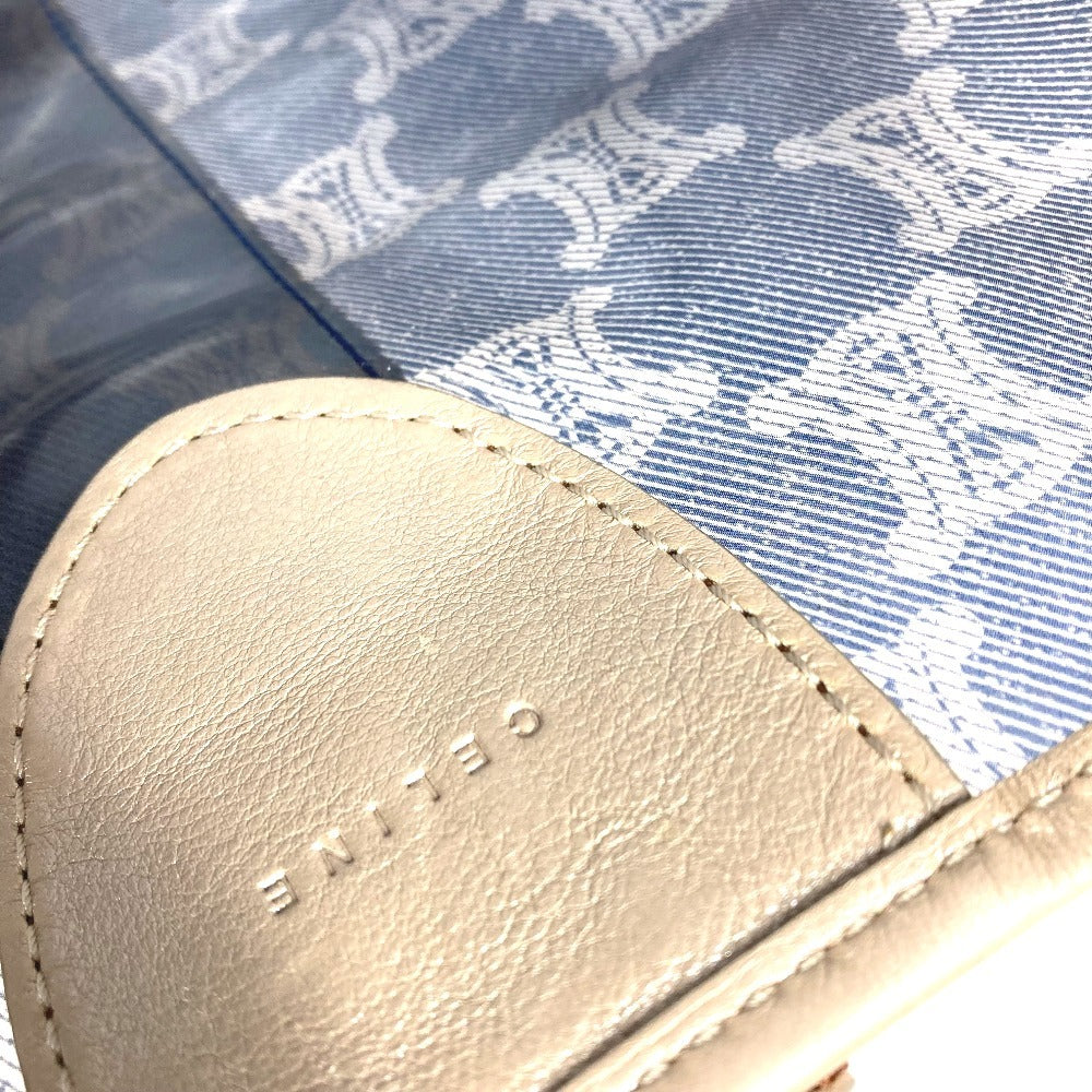 CELINE Pouch Triomphe Logo Beach Bag Handbag Tote Bag Shoulder Bag Vinyl/Leather Unisex Blue