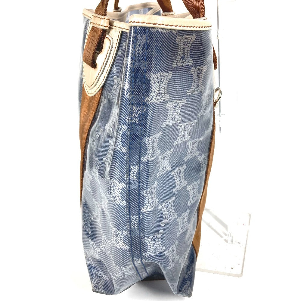 CELINE Pouch Triomphe Logo Beach Bag Handbag Tote Bag Shoulder Bag Vinyl/Leather Unisex Blue