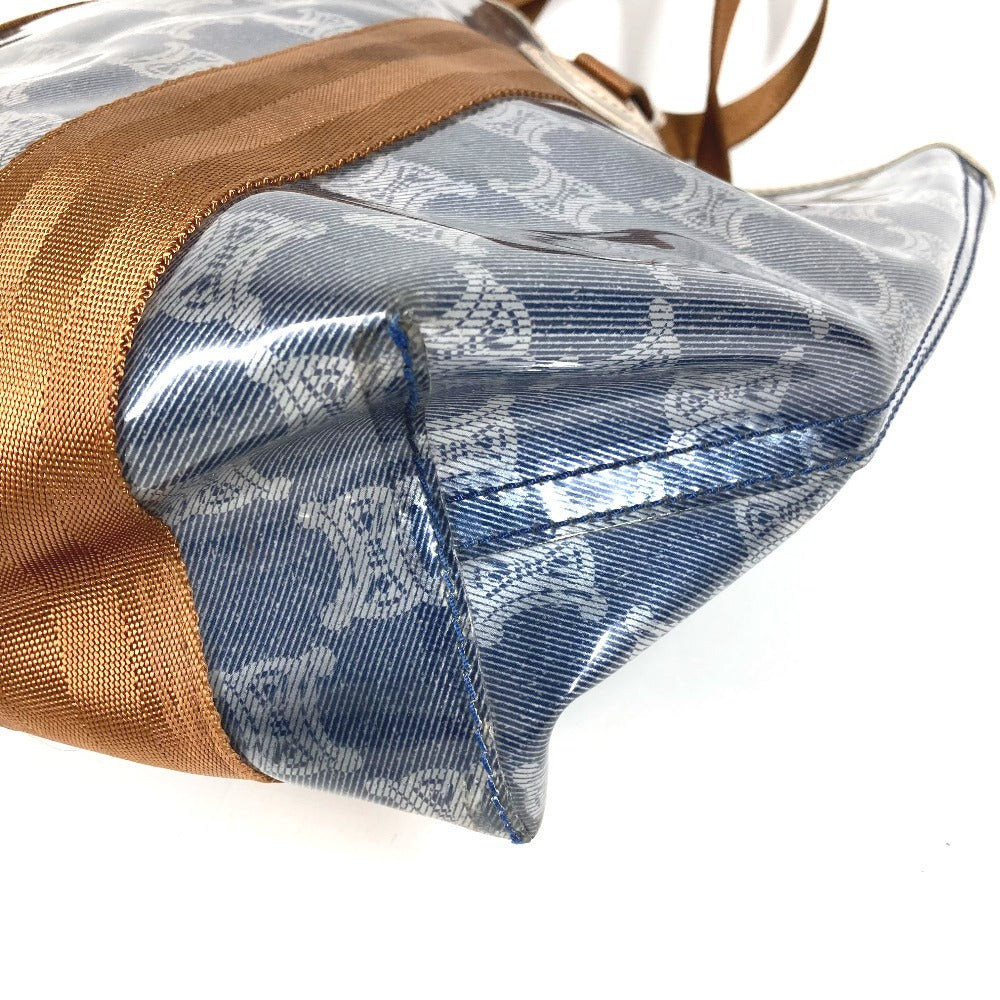 CELINE Pouch Triomphe Logo Beach Bag Handbag Tote Bag Shoulder Bag Vinyl/Leather Unisex Blue