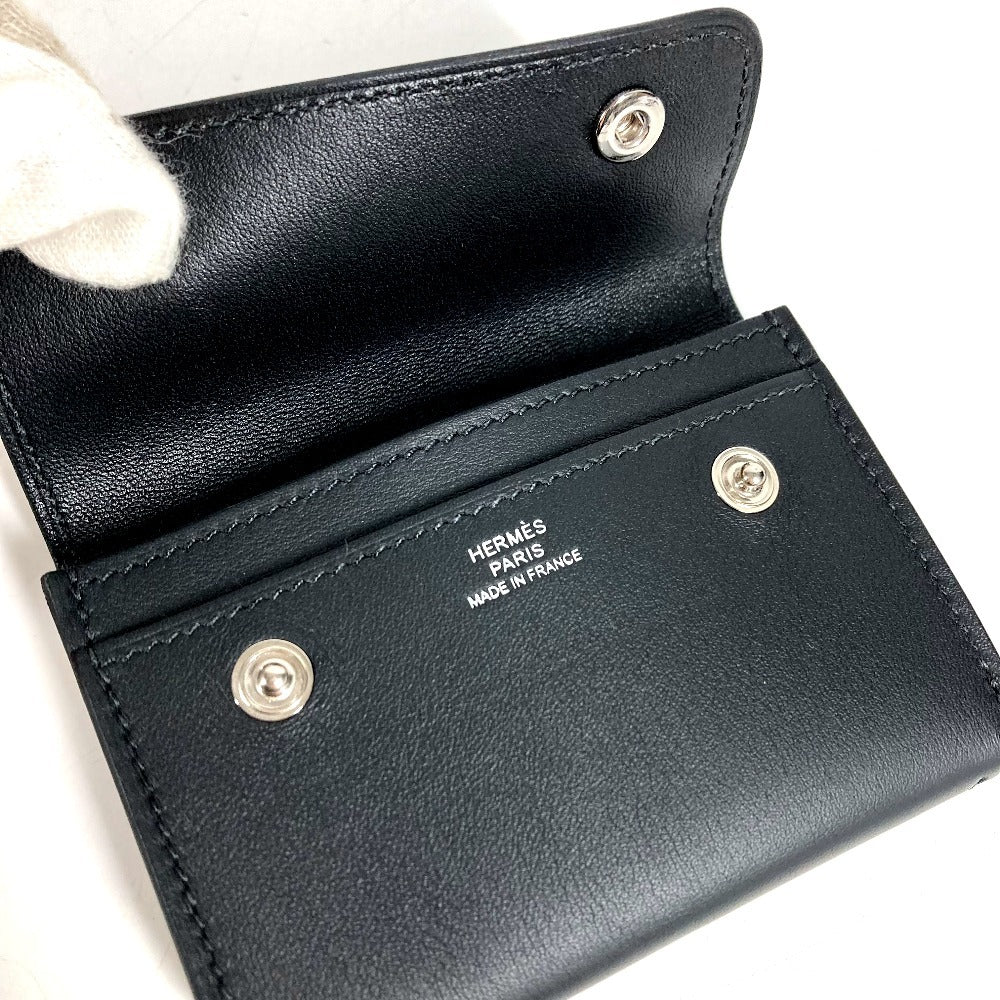 HERMES Sellier Hermesnap Card Case Hermesnap Card Case Business Card Holder Leather Goods Pass Case Bi-fold Card Case Swift Unisex Black