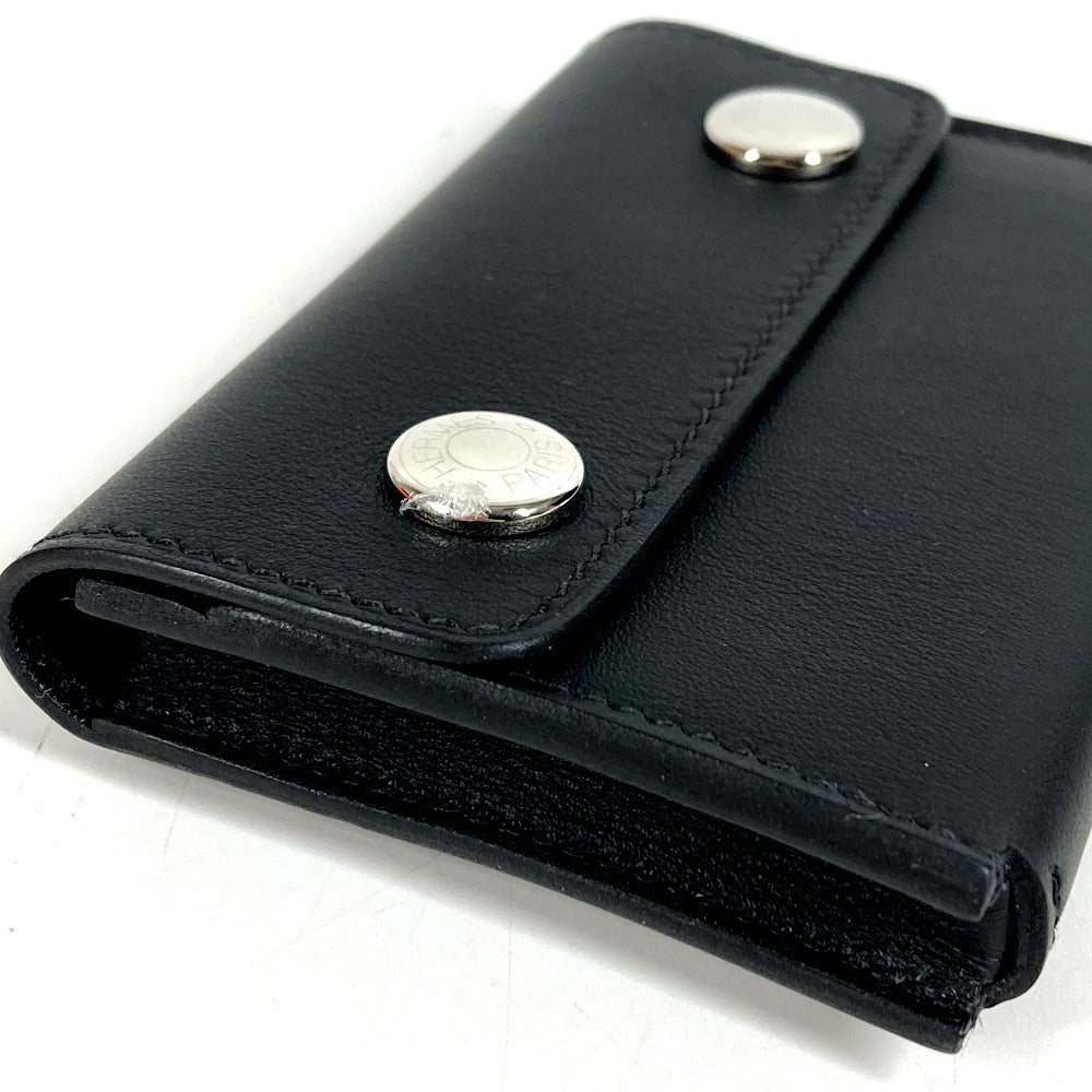 HERMES Sellier Hermesnap Card Case Hermesnap Card Case Business Card Holder Leather Goods Pass Case Bi-fold Card Case Swift Unisex Black