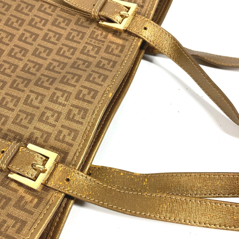 FENDI 8BH238 ズッカ ズッキーノ ロゴ カバン トートバッグ 肩掛け ショルダーバッグ PVC/レザー レディース ゴールド