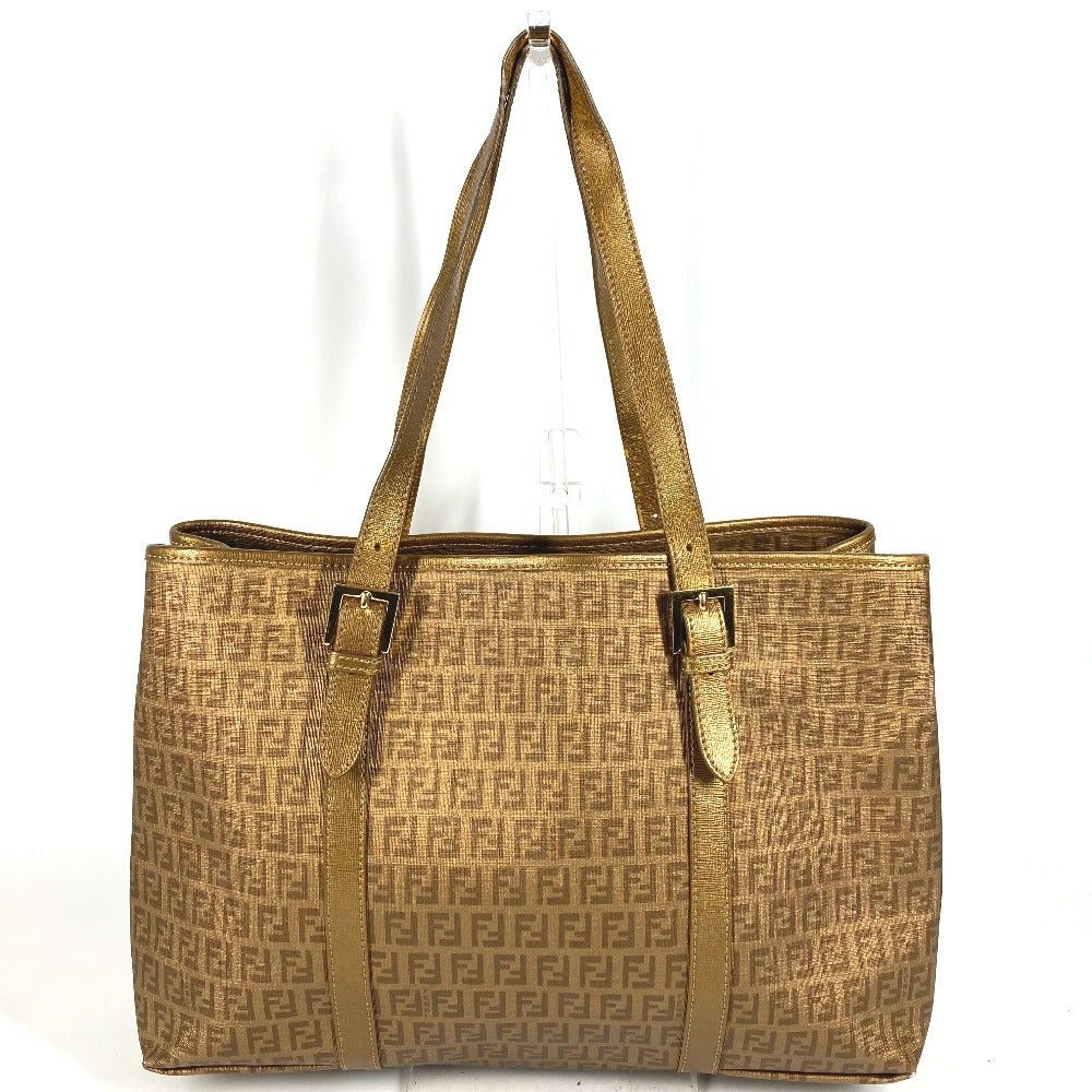 FENDI 8BH238 ズッカ ズッキーノ ロゴ カバン トートバッグ 肩掛け ショルダーバッグ PVC/レザー レディース ゴールド