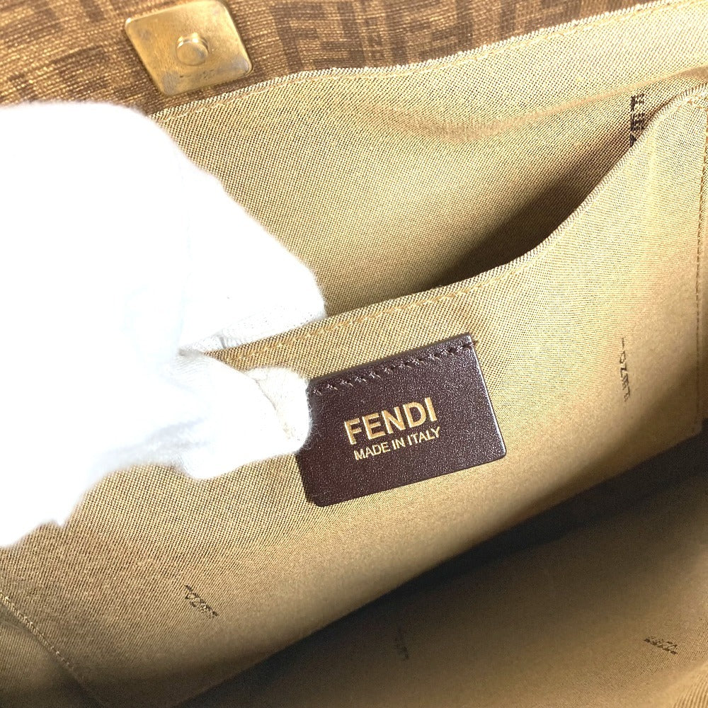 FENDI 8BH238 ズッカ ズッキーノ ロゴ カバン トートバッグ 肩掛け ショルダーバッグ PVC/レザー レディース ゴールド