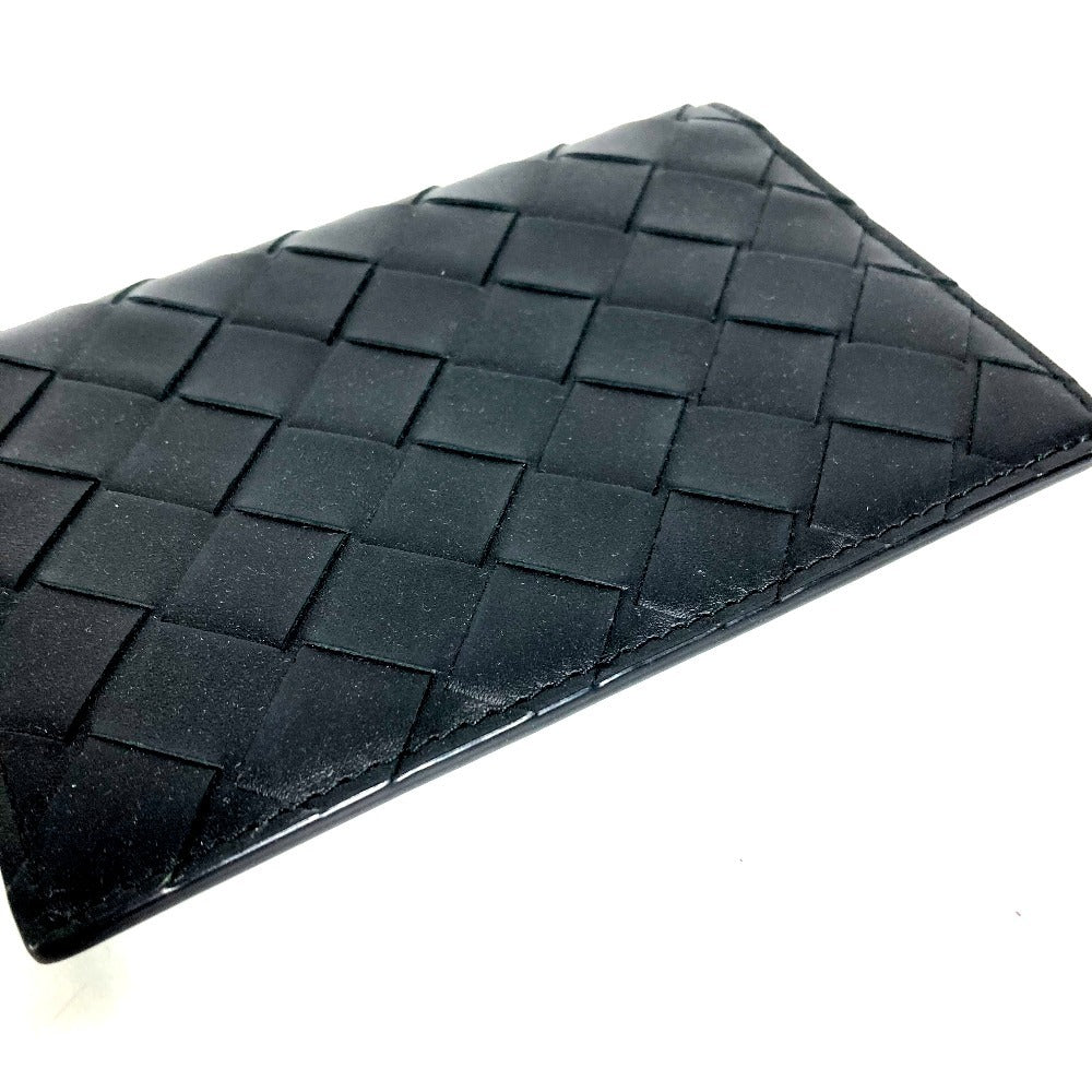 BOTTEGA VENETA 749441 Bi-Color Intrecciato Bifold Cover Stationery Passport Holder Leather Unisex Black