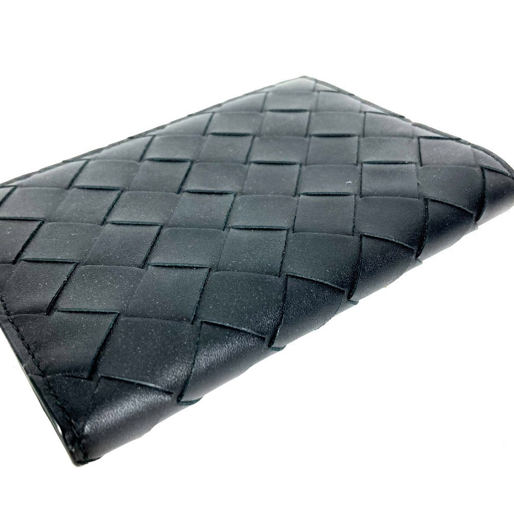 BOTTEGA VENETA 749441 Bi-Color Intrecciato Bifold Cover Stationery Passport Holder Leather Unisex Black