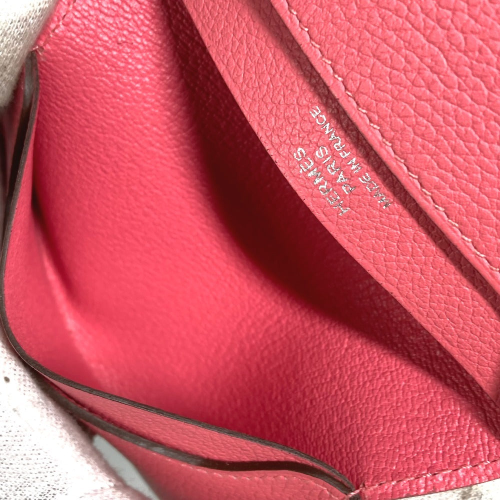 HERMES RMS R.M.S Card Case Leather Accessory Pass Case Bi-fold Card Holder Evercolor Ladies Rose Azalea Pink