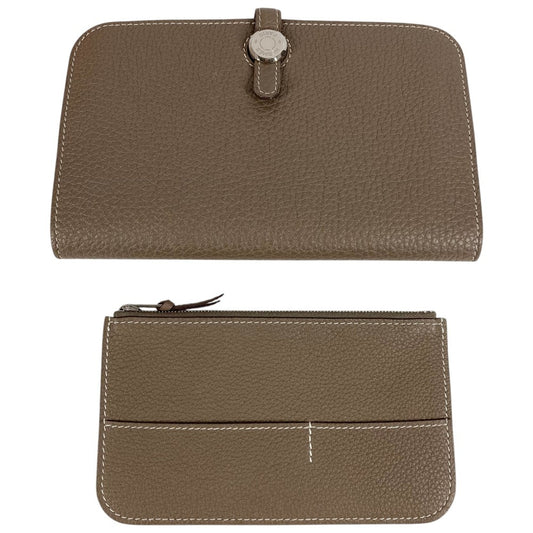 HERMES ドゴンデュオGM ドゴン デュオ GM ウォレット 財布 長財布 トゴ ユニセックス エトゥープ グレー