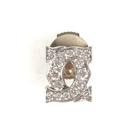 CARTIER ジュエリー アクセサリー アントルラセ ダイヤ ダイヤモンド 2C ロゴ 片耳 750 金 K18 18K ピアス WG750 ユニセックス シルバー