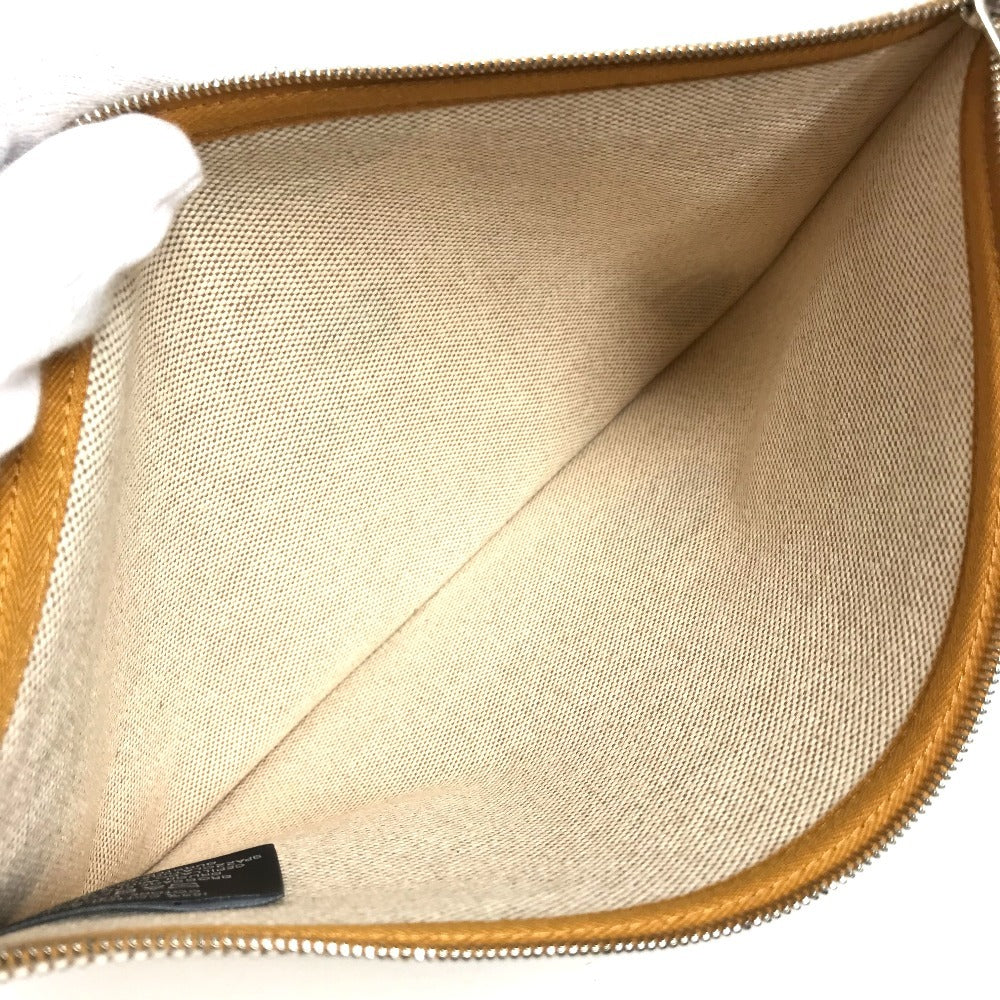 HERMES H103745M 01 Second Bag Flat Pouch "Bal au Bonheur" Print Clutch Bag Bag Makeup Pouch Multi-purpose Pouch Pouch Cotton Unisex Camel Beige