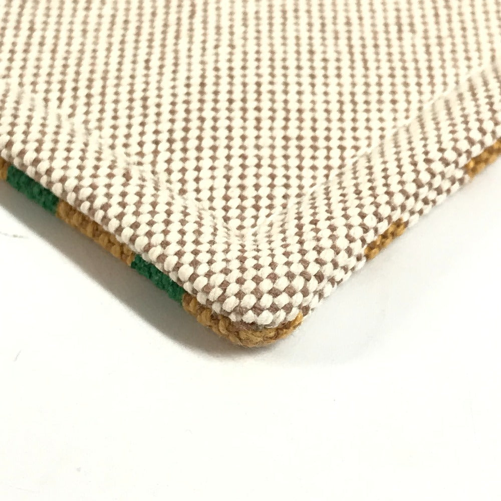HERMES H103745M 01 Second Bag Flat Pouch "Bal au Bonheur" Print Clutch Bag Bag Makeup Pouch Multi-purpose Pouch Pouch Cotton Unisex Camel Beige