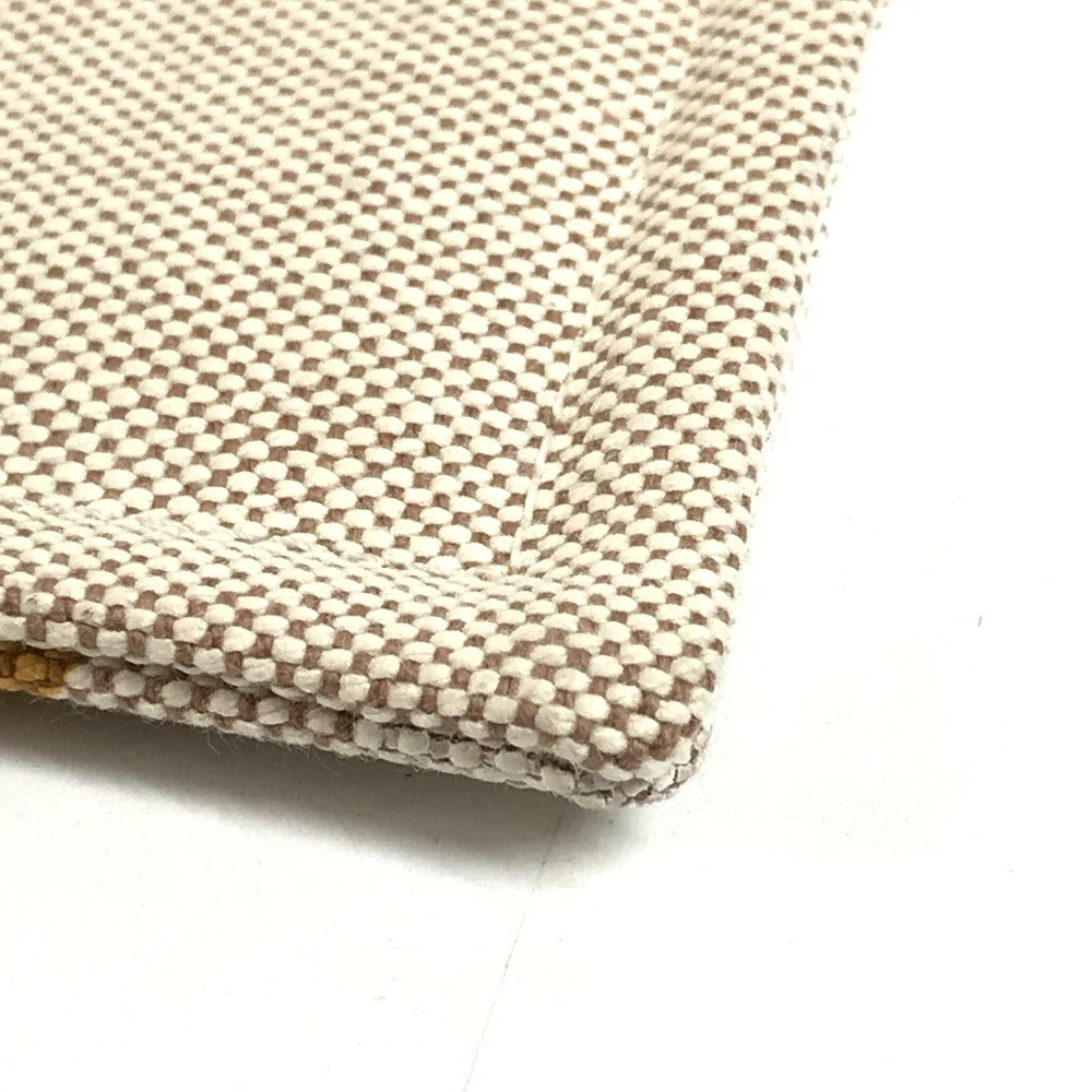HERMES H103745M 01 Second Bag Flat Pouch "Bal au Bonheur" Print Clutch Bag Bag Makeup Pouch Multi-purpose Pouch Pouch Cotton Unisex Camel Beige
