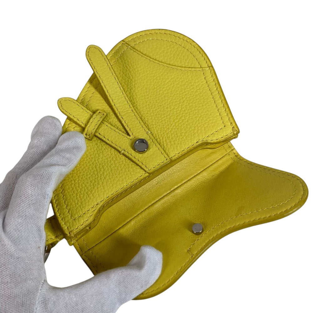 Dior 2ADKH127YMJ Saddle CD Logo Bag Charm Card Case Coin Purse Wallet Key Holder Pouch Leather Unisex Yellow