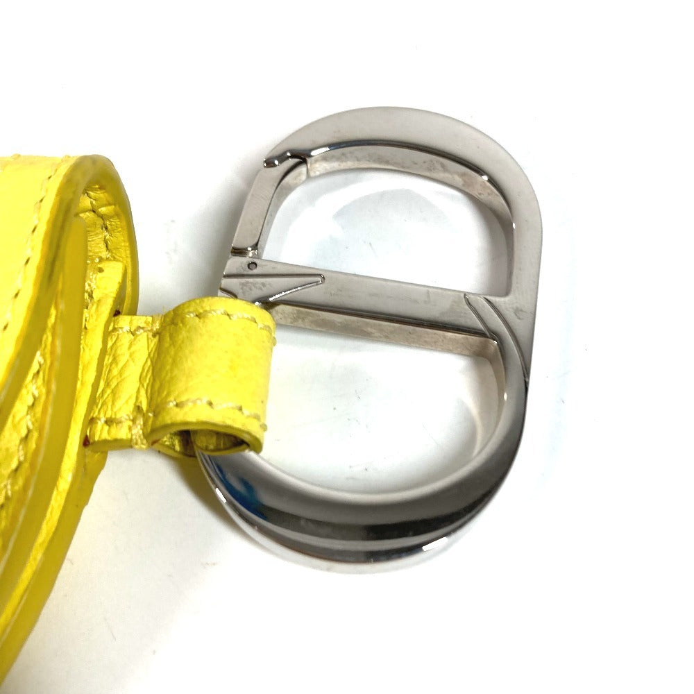 Dior 2ADKH127YMJ Saddle CD Logo Bag Charm Card Case Coin Purse Wallet Key Holder Pouch Leather Unisex Yellow