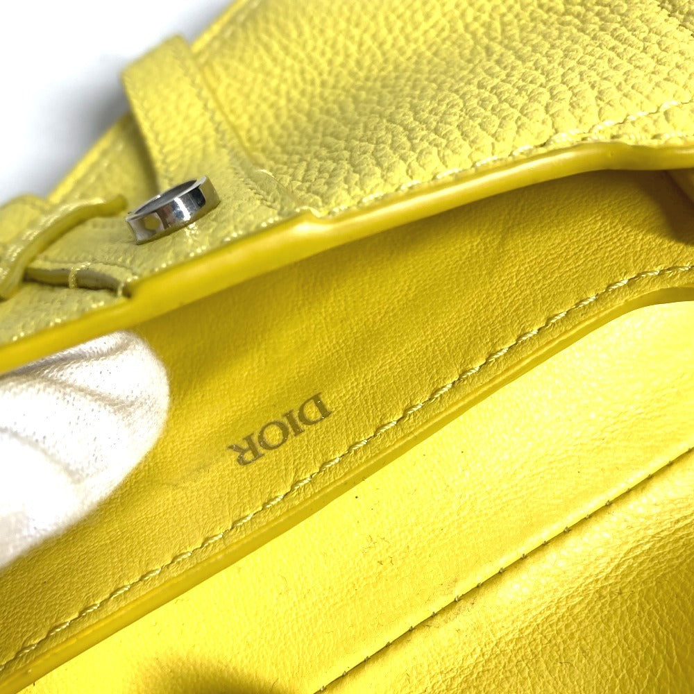 Dior 2ADKH127YMJ Saddle CD Logo Bag Charm Card Case Coin Purse Wallet Key Holder Pouch Leather Unisex Yellow