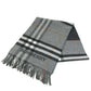 BURBERRY 8059277 Contrast Check Logo Fringe Scarf Cashmere Unisex Gray