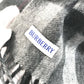 BURBERRY 8059277 Contrast Check Logo Fringe Scarf Cashmere Unisex Gray