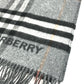 BURBERRY 8059277 Contrast Check Logo Fringe Scarf Cashmere Unisex Gray