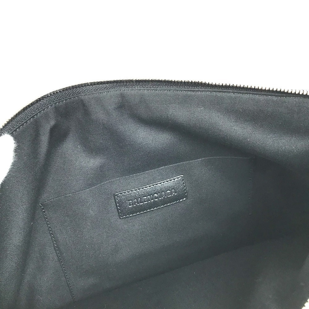 BALENCIAGA 695537 B Logo Second Bag Pouch Clutch Bag Pile Unisex Black