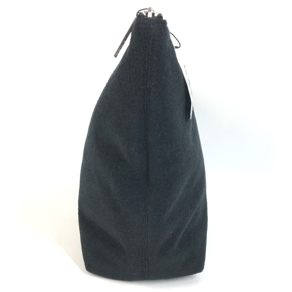 BALENCIAGA 695537 B Logo Second Bag Pouch Clutch Bag Pile Unisex Black
