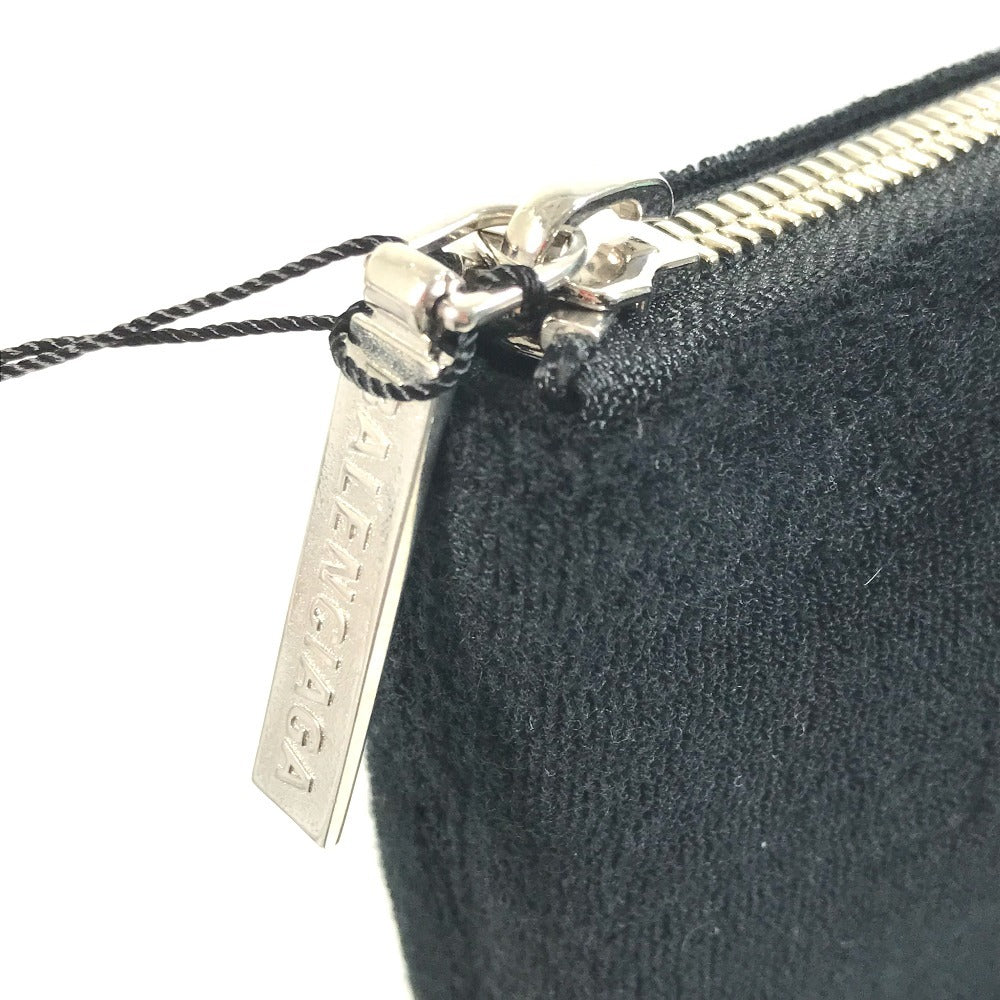 BALENCIAGA 695537 B Logo Second Bag Pouch Clutch Bag Pile Unisex Black