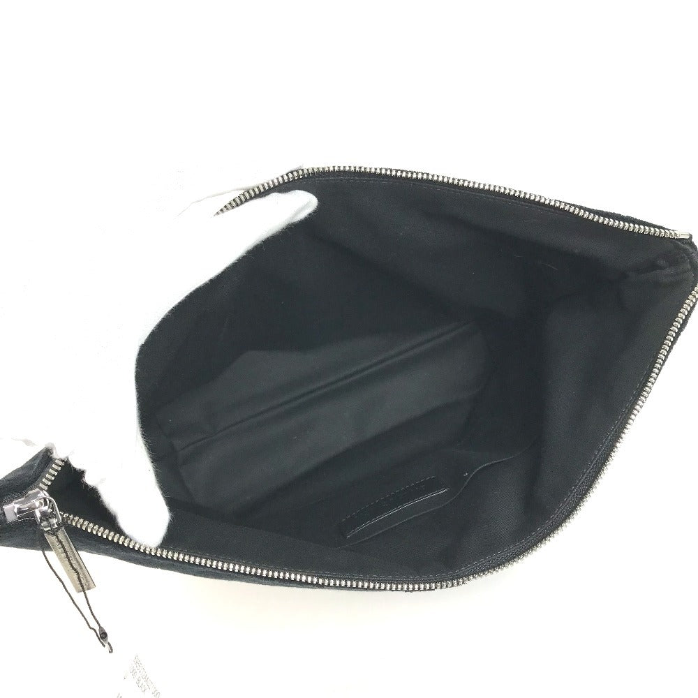 BALENCIAGA 695537 B Logo Second Bag Pouch Clutch Bag Pile Unisex Black