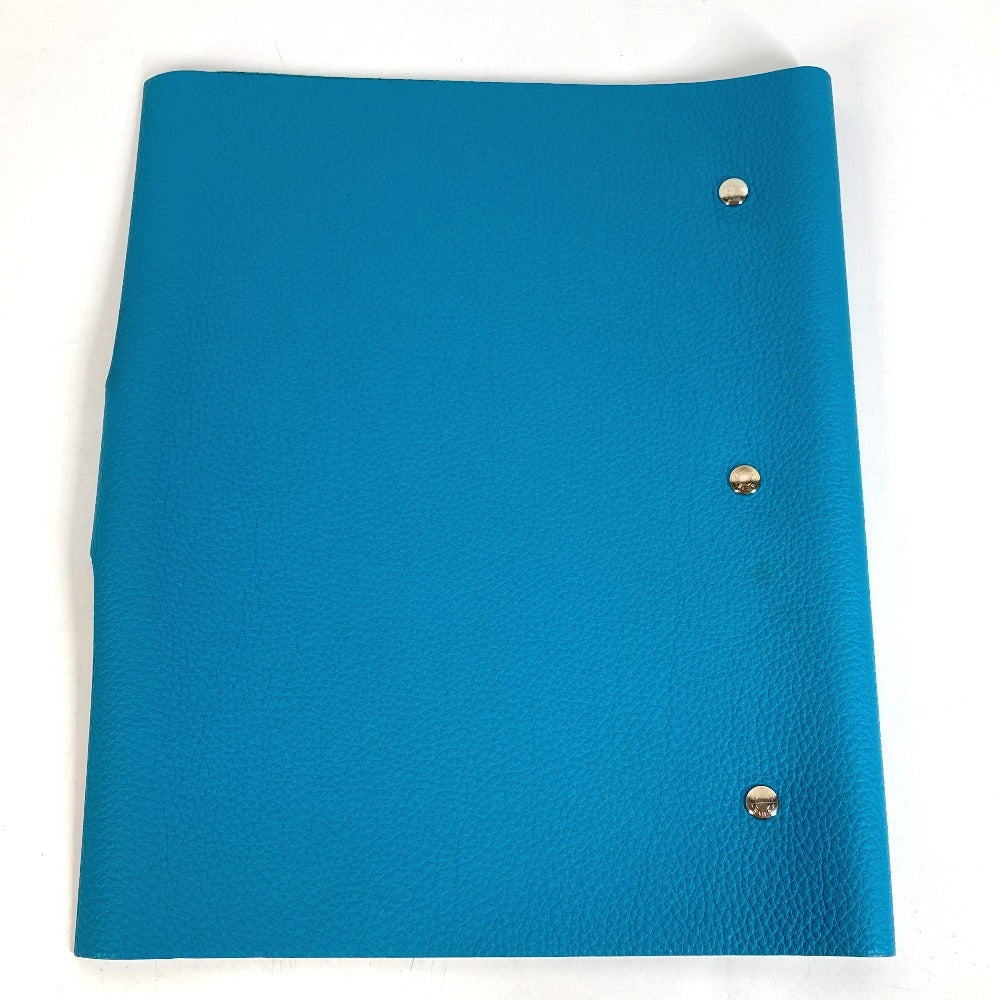 HERMES Sellier Logo Ulysse GM Ulysse GM Oversized Stationery Agenda Case Notebook Cover Taurillon Clemence Unisex Blue Jean