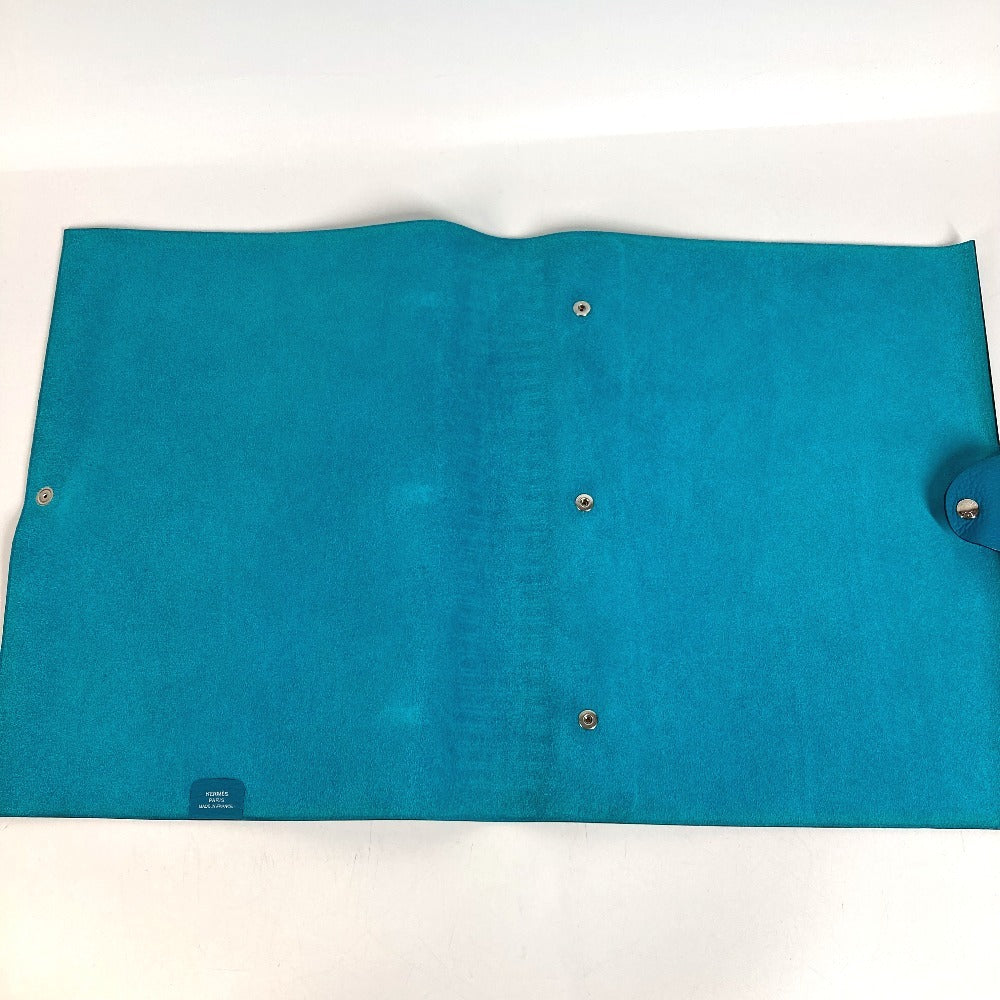 HERMES Sellier Logo Ulysse GM Ulysse GM Oversized Stationery Agenda Case Notebook Cover Taurillon Clemence Unisex Blue Jean