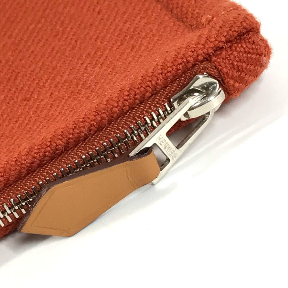 HERMES H103643M02 Second Bag Flat Pouch H Nattes GM Clutch Bag Makeup Pouch Multi-purpose Pouch Wool Unisex Tommette Orange-red