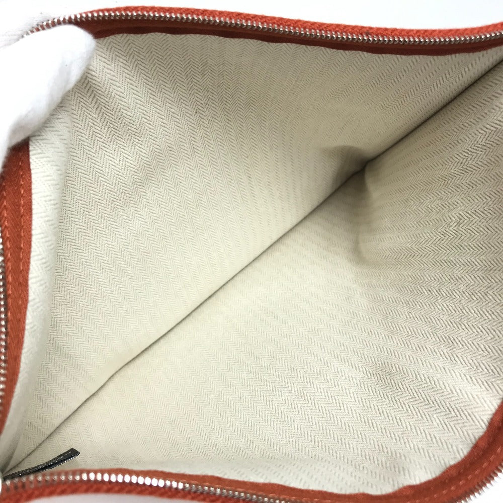 HERMES H103643M02 Second Bag Flat Pouch H Nattes GM Clutch Bag Makeup Pouch Multi-purpose Pouch Wool Unisex Tommette Orange-red