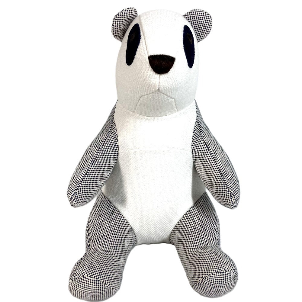 HERMES H103882M Figurine Object Plush Toy Panda Émile et popée Plush Toy Cotton Kids Bleu Indigo Navy