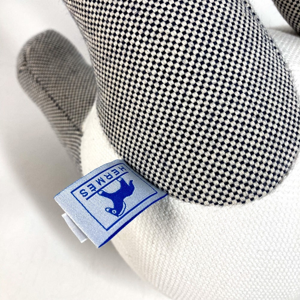 HERMES H103882M Figurine Object Plush Toy Panda Émile et popée Plush Toy Cotton Kids Bleu Indigo Navy