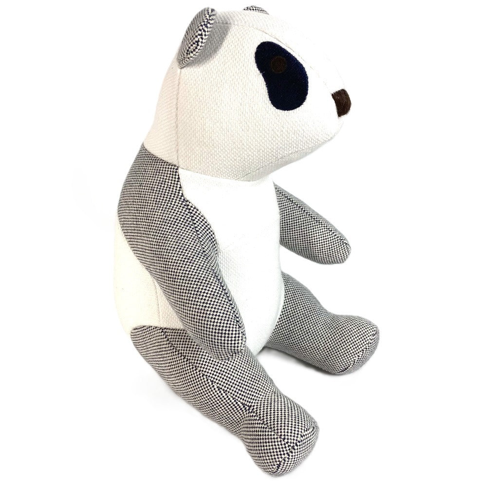 HERMES H103882M Figurine Object Plush Toy Panda Émile et popée Plush Toy Cotton Kids Bleu Indigo Navy