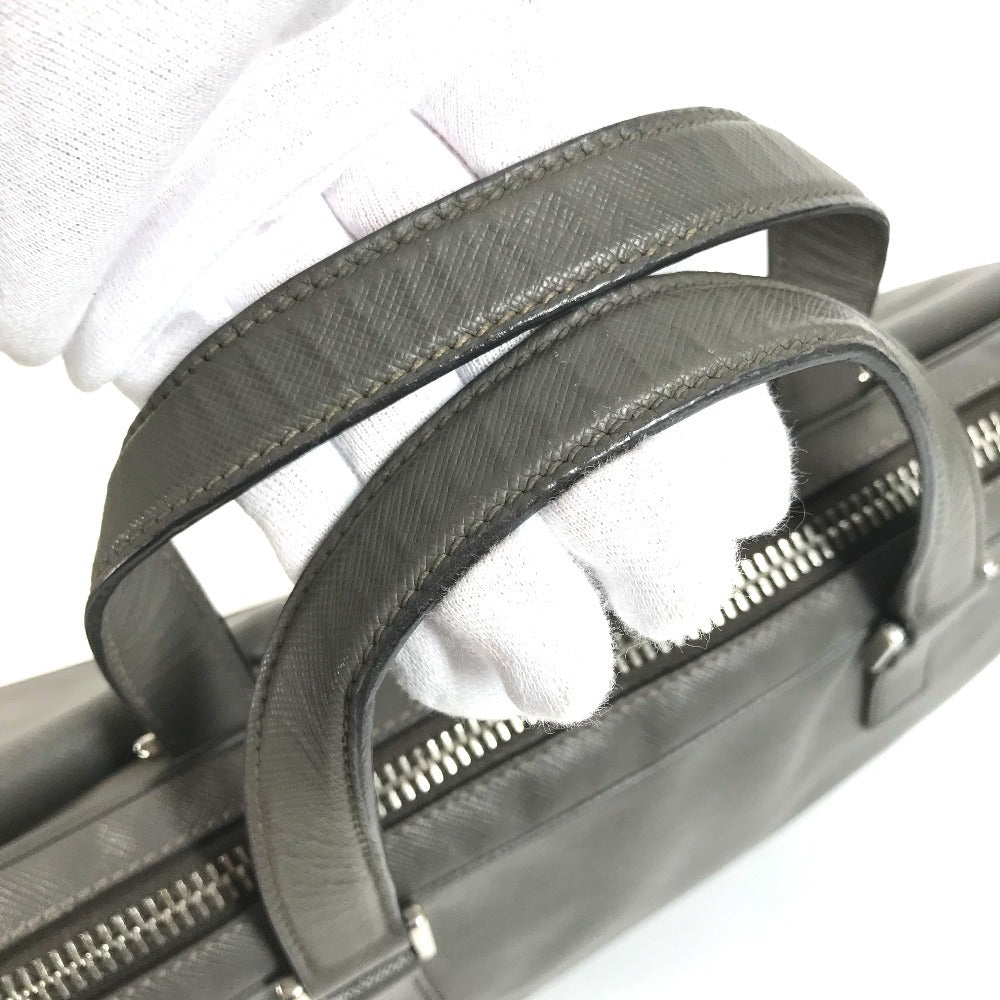 PRADA Business Bag, Document Bag, Tote Bag, Briefcase, Handbag, Saffiano Leather, Unisex, Grey