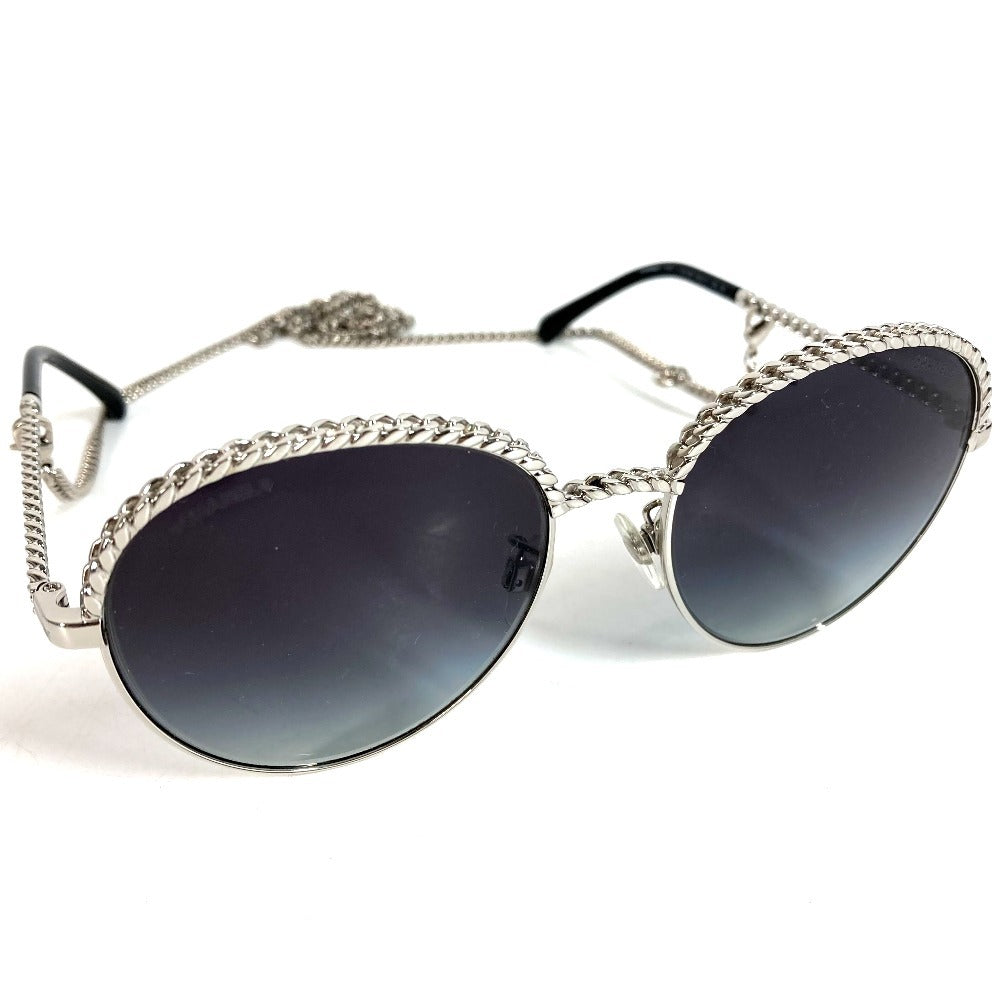 CHANEL 4242 CC Logo Coco Mark Eyeglasses with Chain, Eyewear, Sunglasses, Metal, Women's, Black
