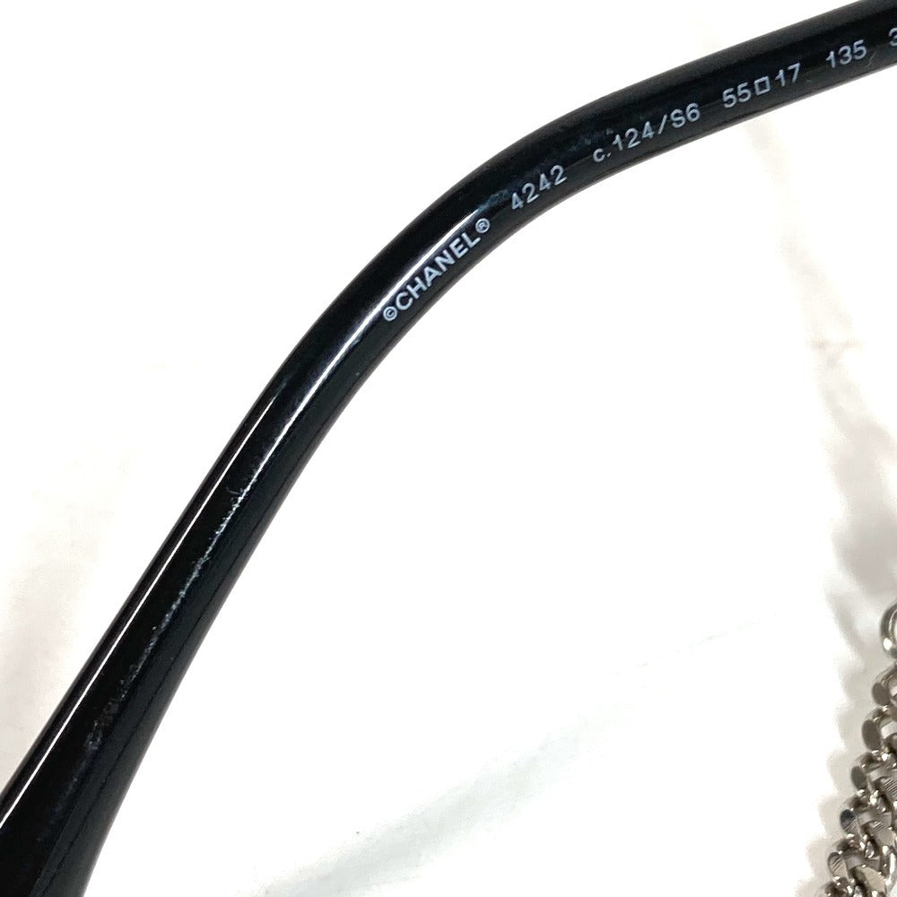 CHANEL 4242 CC Logo Coco Mark Eyeglasses with Chain, Eyewear, Sunglasses, Metal, Women's, Black