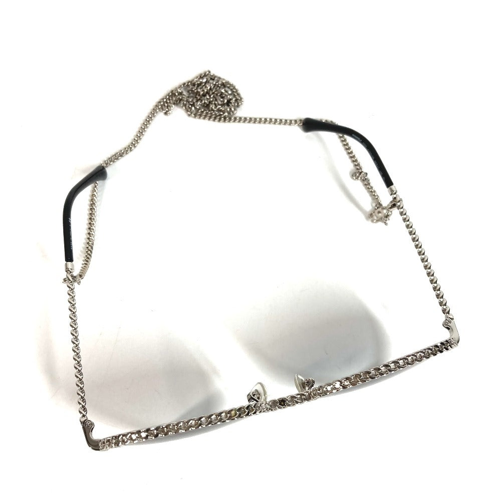 CHANEL 4242 CC Logo Coco Mark Eyeglasses with Chain, Eyewear, Sunglasses, Metal, Women's, Black
