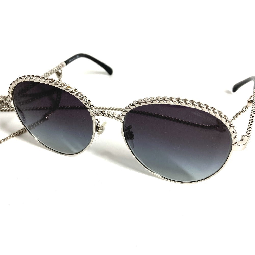 CHANEL 4242 CC Logo Coco Mark Eyeglasses with Chain, Eyewear, Sunglasses, Metal, Women's, Black