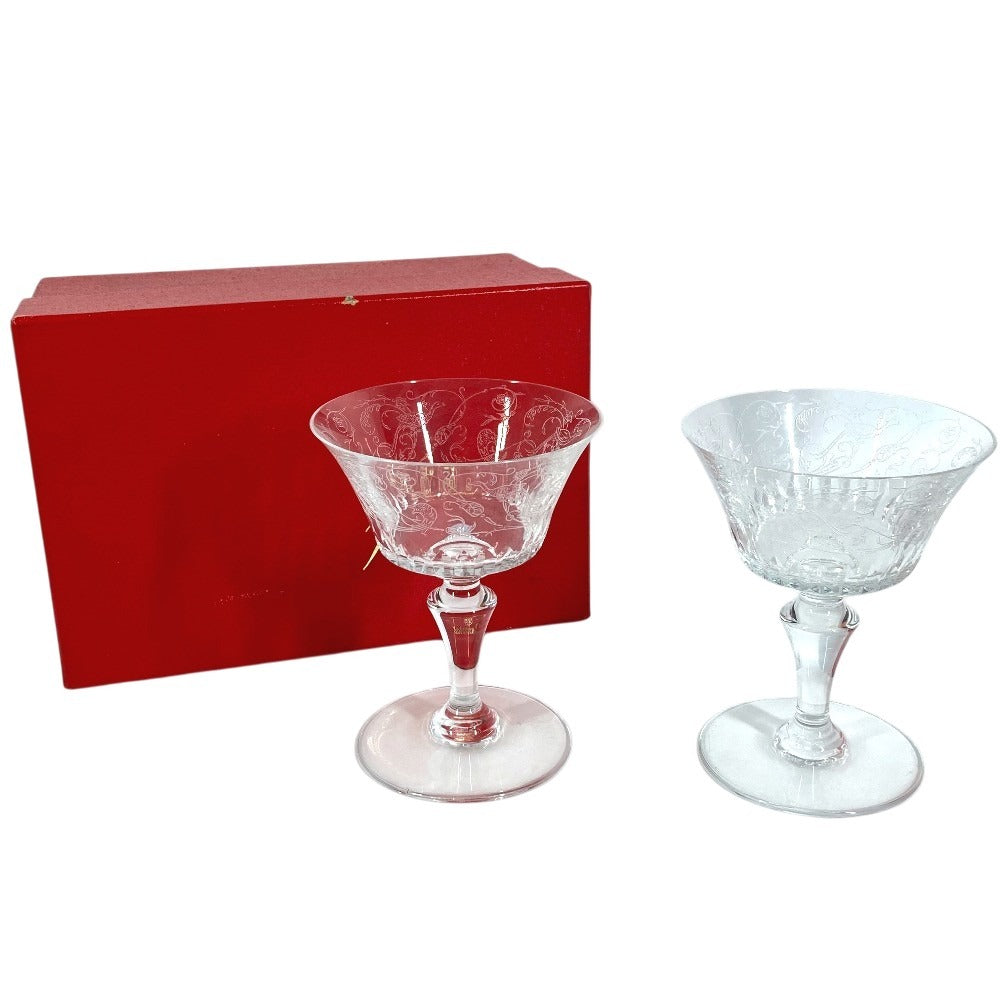 Baccarat Cup Tableware Interior Pudding Cup Pair Set of 2 Dishes Glass Unisex Clear