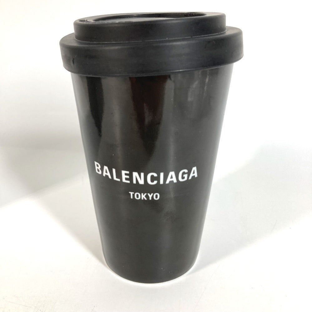 BALENCIAGA 666275 Mug Cup with Lid Tableware Interior Logo Tokyo TOKYO Tumbler Ceramic Unisex Black