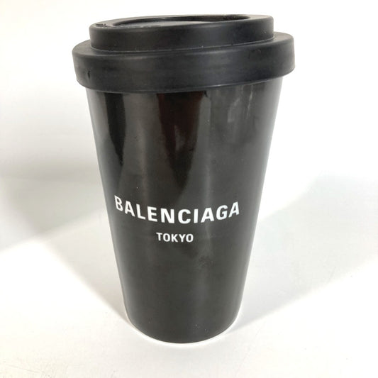 BALENCIAGA 666275 Mug Cup with Lid Tableware Interior Logo Tokyo TOKYO Tumbler Ceramic Unisex Black