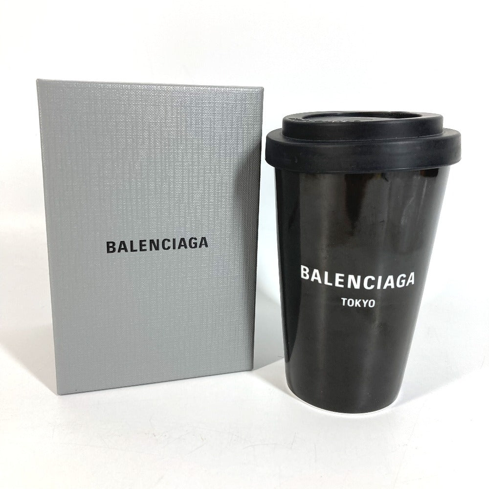 BALENCIAGA 666275 Mug Cup with Lid Tableware Interior Logo Tokyo TOKYO Tumbler Ceramic Unisex Black