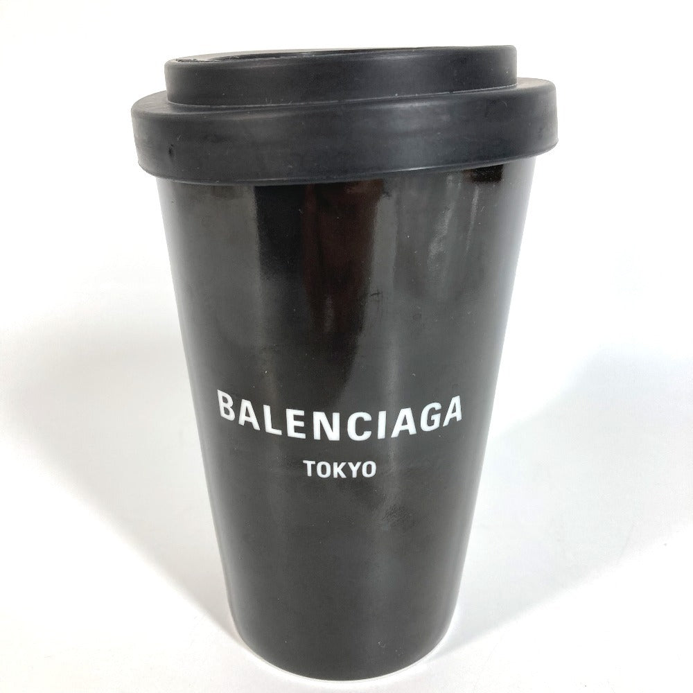 BALENCIAGA 666275 Mug Cup with Lid Tableware Interior Logo Tokyo TOKYO Tumbler Ceramic Unisex Black