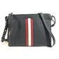 BALLY Logo Line Crossbody Pochette Shoulder Bag Leather Unisex Black