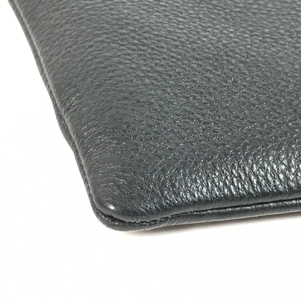 BALLY Logo Line Crossbody Pochette Shoulder Bag Leather Unisex Black