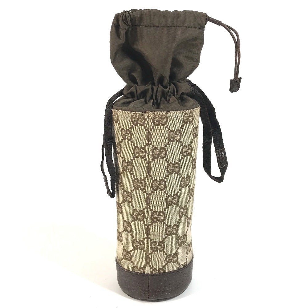 GUCCI 28691 GG ボトルホルダー ペットボトル入れ 巾着 ポーチ GGキャンバス/レザー ユニセックス ベージュ