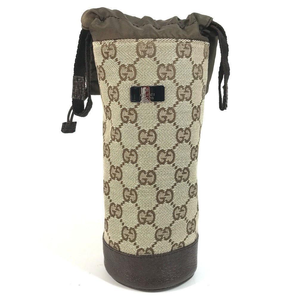 GUCCI 28691 GG ボトルホルダー ペットボトル入れ 巾着 ポーチ GGキャンバス/レザー ユニセックス ベージュ