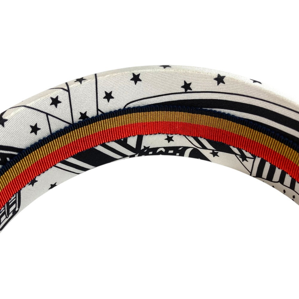 HERMES Gina Zigzag Headband Hair Accessory Silk Women's White